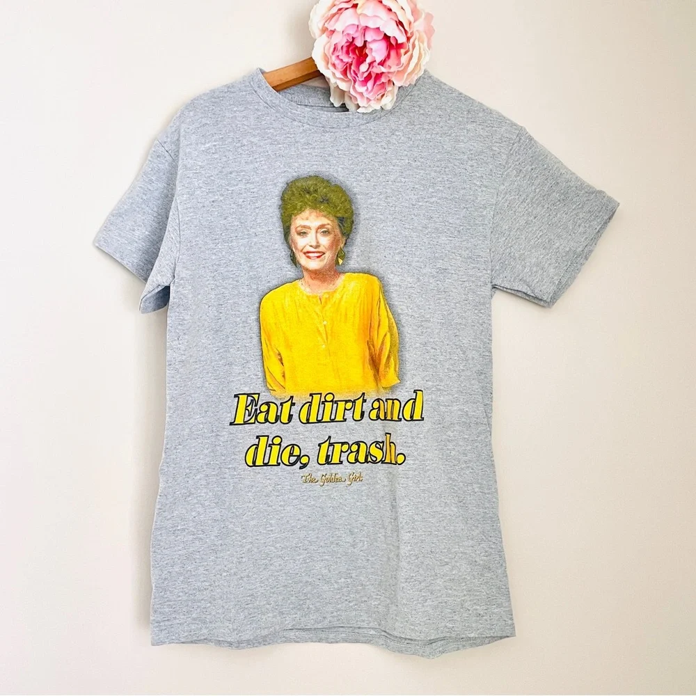 Spencer's The Golden Girls Graphic Tee Small Blanche Light Gray Eat Dirt And Die - Picture 4 of 6